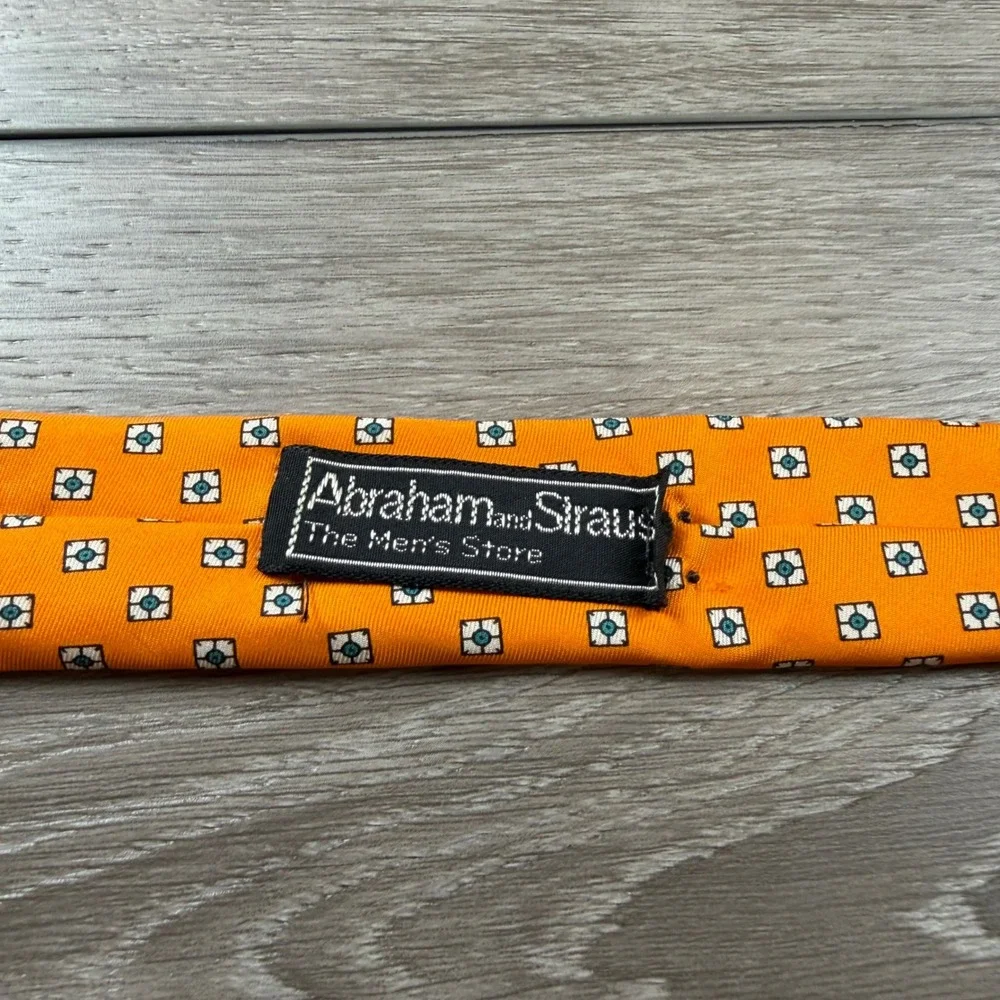 Chaps Ralph Lauren Mens Tie Silk Geometric Medallion Orange OS
